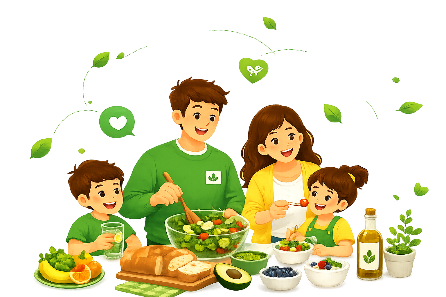 Illustration familiale MenuFlow autour de la préparation des repas
